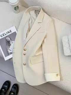 Moda feminina blazer de cor sólida, primavera novo temperamento casual celebridade terno popular na internet