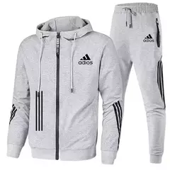 Fato de corrida masculino com capuz e calças de zíper, roupa de lazer e fitness, respirável e elegante, alta qualidade, primavera e outono, 2024 - comprar online