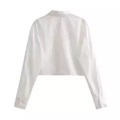 TRAF-Top feminino de manga comprida, blusas de botão, branca e rosa, camisa casual para o verão, 2024