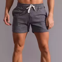 Calção de esportes fitness masculino, algodão americano, cinza, corrida, treinamento, lazer, stretch, agachamento, calça 3/4 masculina, verão - comprar online
