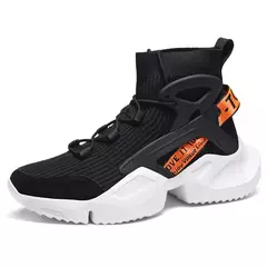 Sapatilhas masculinas de alto nível, tênis de corrida de tecelagem voadora, meia de pipoca de rua, nova, outono - comprar online
