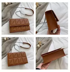 Imagem do Bolsa de Ombro De Couro PU Para Mulheres, Bolsa Feminina, Correia De Corrente, Crossbody, Punho, Designer, Moda