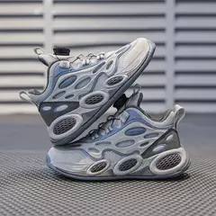 Tênis antiderrapante de basquete para crianças, resistente ao desgaste, malha, respirável, fivela rotativa, crianças pequenas, casual, formadores, moda