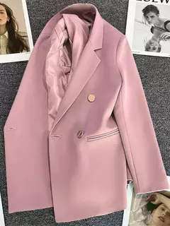 Casaco feminino elegante de terno esportivo, blazer casual, moda coreana, jaqueta de luxo, monocromática roupas femininas, primavera, outono - Wolf Magazine
