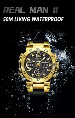 LIGE-Relógio de pulso impermeável LCD Dual Display masculino, relógios esportivos, despertador, militar, quartzo, novo, 50m - comprar online