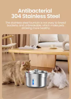 Imagem do Rojeeco bebedouro de aço inoxidável para animais de estimação, fonte automática de água para gatos, dispensador inteligente de água para cães e gatos