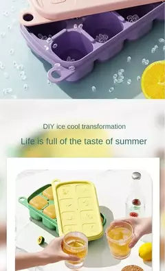 Imagem do Bandeja de gelo do silicone do produto comestível PP, Caixa do suplemento alimentar, baixa temperatura com tampa, fácil de limpar, caixa do molde do bolo do arroz do bebê das crianças