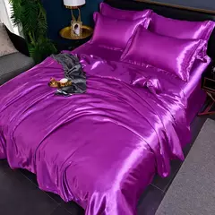 Mulberry Silk Bedding Set, capa de edredão, lençol, fronha, lençol de cetim luxo, cor sólida, rei, rainha, completo, Twin Size