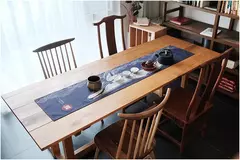 Simples chinês Lotus Table Runner, japonês Wave Table Flag, Koi Fish Toalha de Mesa, Acessórios para Cerimônia do Chá, Estilo Nacional - loja online