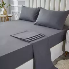 Conjunto de cama sólido 3/4 peças, lençol à prova d'água, lençol e fronhas macias, queen, kidng, completo, tamanho duplo, branco e cinza - comprar online