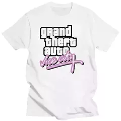 Imagem do Algodão Grand Theft Auto Marca Camiseta, Top de Lycra, Gta Vice City, Estilo DIY, Alta Qualidade, Nova Moda, 016872