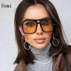 Óculos de sol piloto retrô para homens e mulheres, quadrados, pontes duplas, armação extragrande, tons, UV400, tendências, moda, atacado, novo
