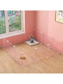 Cerca rosa para animais de estimação, malha de ferro diy, pode ser combinada livremente, gaiola para gatos, gaiola para cães, hamster, gaiola para coelho - loja online