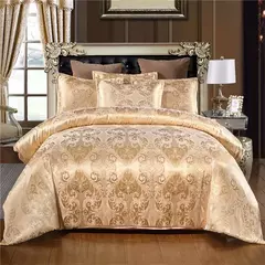 Imagem do High End Jacquard Bedding Set, Luxo, Europeu, Conjuntos de cama de casamento, Rainha, American Satin, Double Duvet Cover,