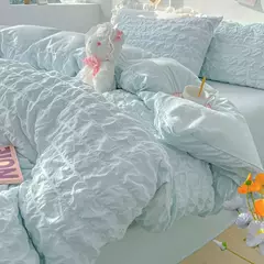 Soft Bubble Grid Imprimir Bedding Set, Confortável Duvet Cover Set sem Núcleo, 1 * Capa de Edredão + 2 Fronha, 3PCs - Wolf Magazine