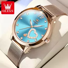 OLEVS-Relógio de pulso quartzo japonês feminino, relógios impermeáveis, pulseira de aço inoxidável, vestido fashion, luminoso Diamond face, relógio feminino - Wolf Magazine