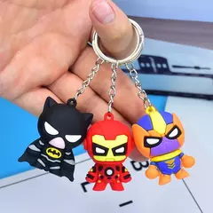 Imagem do Marvel dos desenhos animados chaveiro homem aranha homem de ferro morcego hulk thor anime vingadores chaveiro figura silicone chave do carro jóias brinquedos presente