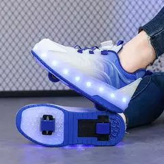 Sapatilhas infantis de patins de duas rodas, luz LED, tênis esportivos brilhantes, skate luminoso, carregamento USB, crianças, meninos, meninas - comprar online