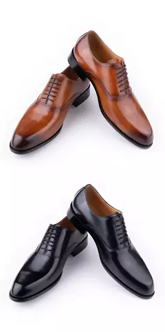 Imagem do Calçado artesanal do homem de negócios, sapato vestido de couro elegante, terno do escritório do partido jogos, calçado confortável