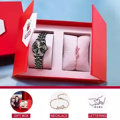 OLEVS-Relógio de quartzo para mulheres, aço inoxidável sólido, mostrador digital, pulseira elegante impermeável, espelho losango, conjunto presente - comprar online