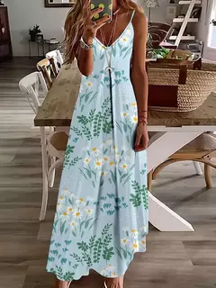 Vestido de cabeçada com estampa floral elegante feminino, casual roupas de praia, plus size, férias, Havaí, novo, 2024 - comprar online