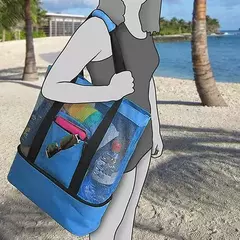 Grande bolsa de malha transparente de camada dupla para mulheres, alta capacidade, preservação de calor, piquenique, praia, bolsa, escritório, almoço, lanches, bolsa - Wolf Magazine