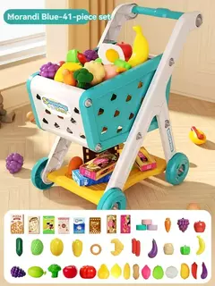 Grande carrinho de compras de supermercado para crianças, carrinho para crianças, brinquedos Push Car, simulação de frutas, comida, presentes de aniversário, novo - Wolf Magazine