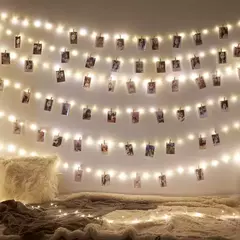 Bateria USB operado LED String Lights, Photo Clip, Fairy Lights, ao ar livre, árvore de Natal, decoração da guirlanda, decoração do casamento, 2m, 5m, 10m - comprar online