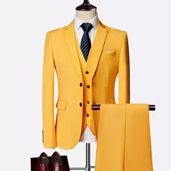 Terno de casamento fino com três peças para homens, conjuntos monocromáticos de negócios e escritório, blazer grande, calça e colete, moda luxo - Wolf Magazine