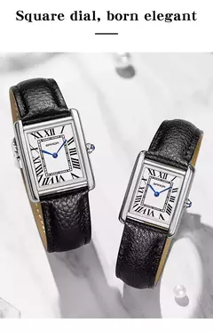 Relógio de quartzo masculino e feminino Sanda, 30m à prova d'água, casual, moda, pulseira de couro, mostrador quadrado, resistente ao desgaste