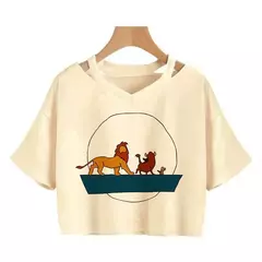 Disney o rei leão colheita topo t camisa recortada harajuku camiseta hakuna matata tshirt feminino topo t roupas femininas - comprar online