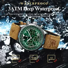 POEDAGAR-Relógio de pulso de couro masculino, Quartzo, Impermeável, Luminoso, Data, Cronógrafo, Militar, Esportes, Luxo - Wolf Magazine
