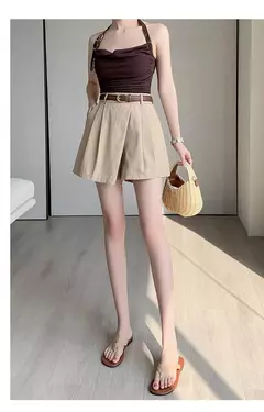 Shorts femininos casuais de cintura alta linha A saias, calças femininas soltas irregulares e chiques, moda verão, novo, 2024 na internet