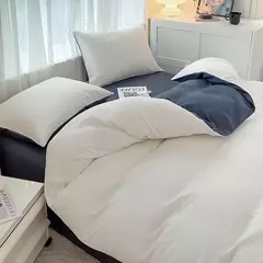 Imagem do Conjunto de cama de tecido com escova de cor sólida, 2 lados, 4 peças, capa de edredom, fronha, lençol, colcha, único, queen, king size