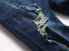 Jeans slim-fit rasgado e desbotado masculino, calça casual vintage na moda, estilo europeu e americano, S-XXXL, novo, 2024 - comprar online