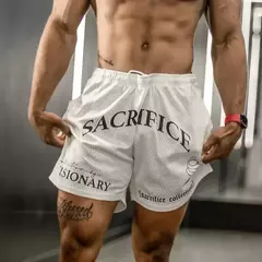 Calções Esportivos de Malha Respirável Masculina, Calções de Treino, Roupa Fitness, Secagem Rápida, Estilo Americano, Tendência da Moda - Wolf Magazine