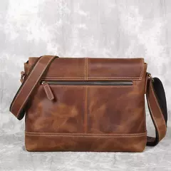 NZPJ-Bolsa de ombro de couro marrom para homens, bolsa mensageiro de couro, camada superior retro, cavalo louco artesanal, arquivo A4, novo - loja online