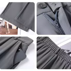 Calça feminina clássica de cintura alta, calça larga, reta, clássica, verão, outono, fato da moda, Lady, 2022 - loja online