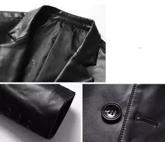 Imagem do Faux PU Couro Jaqueta Da Motocicleta para Homens, Terno Masculino Outwear, Casacos Pretos, S-5XL