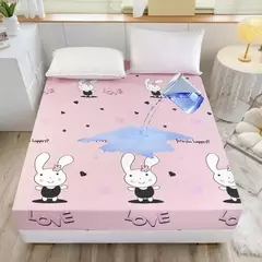 Kuup poliéster impermeável desenhos animados cabido folha, cama king size tampa, sem fronha, elástico, em torno do colchão, 360 ° - loja online