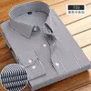 Camisa de algodão de manga comprida masculina, respirável, listra, primavera, verão, casual, sem engomar, alta qualidade, nova moda