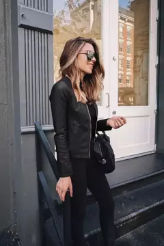 Jaqueta de couro PU feminina com zíper, casaco manga comprida, jaquetas de motociclista, slim fit, monocromática, streetwear casual, moda feminina, outono, Y2K - loja online