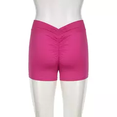 Darlingaga-Calções Femininos Casual Solid Ruched Skinny Verão, Mulheres Sportswear, Ginásio Básico Calças Curtas, Dobra Roupas Yoga, Streetwear Bottom - loja online