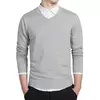 Camisola de algodão tricotada com decote v masculino, pulôveres slim fit, monocromático, marca casual, suéteres masculinos, outono 2022