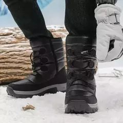 Botas de neve de pelúcia quente para homens, botas impermeáveis de motocicleta, botas antiderrapantes, top alto, novo, inverno na internet