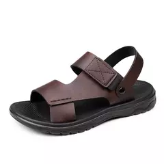 Chinelos de couro confortável masculino, sandálias masculinas de lazer, férias na praia, ao ar livre, retrô, casual, verão na internet