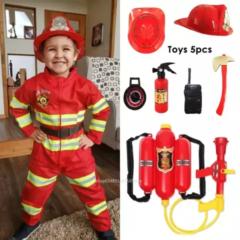 Crianças bombeiro cosplay traje meninos meninas halloween carnaval festa sam bombeiro uniforme workwear presente de natal
