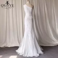 Vestidos de lantejoulas de um ombro, vestido longo do baile da sereia, elegante - loja online