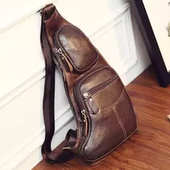 Bolsa de ombro masculina de couro bovino genuíno, bolsa de ombro com suporte para os seios, casual e de viagem na internet