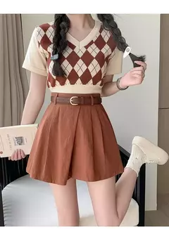 Imagem do Shorts femininos casuais de cintura alta linha A saias, calças femininas soltas irregulares e chiques, moda verão, novo, 2024